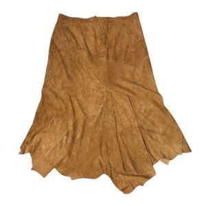 Peruvian connection women’s 18 100% genuine leather assymetric hem maxi skirt